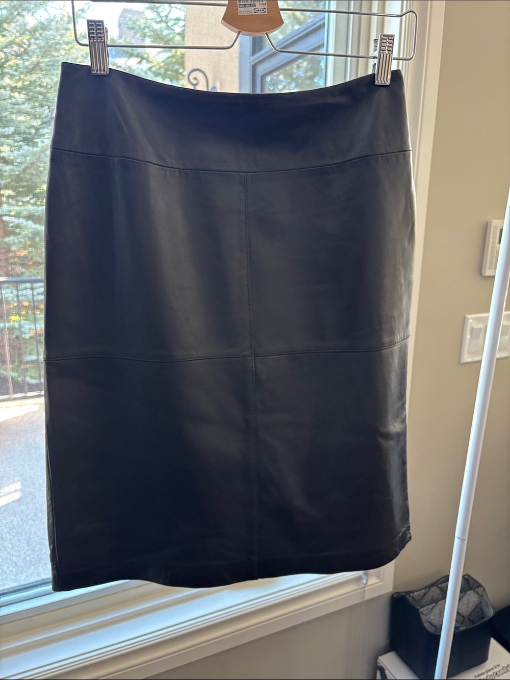 Classic Brown Leather Pencil Skirt
